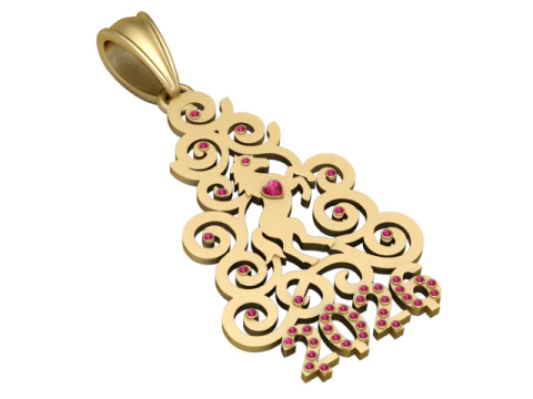 Розкішний 3D-роздрукований ювелірний дизайн із декоративним кулоном із сценарієм кохання 3D Модель