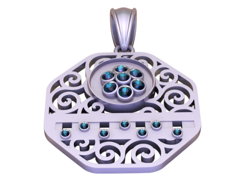 Ornate Floral Grid Pendant Luxury 3D Printable Jewelry Design 3D Model