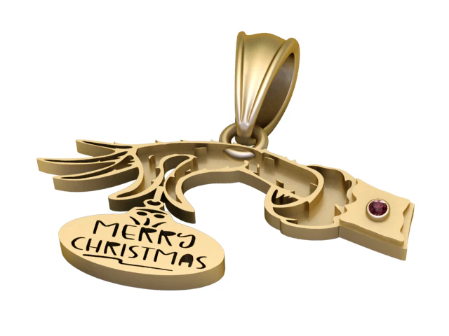 Merry Christmas Key Pendant Luxury 3D Printable Holiday Jewelry 3D Model .c4d .max .obj .3ds .fbx .stl .blend 