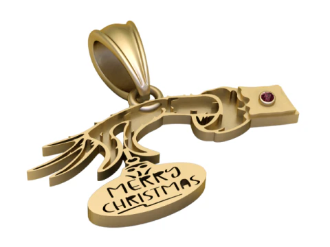 Merry Christmas Key Pendant Luxury 3D Printable Holiday Jewelry 3D Model