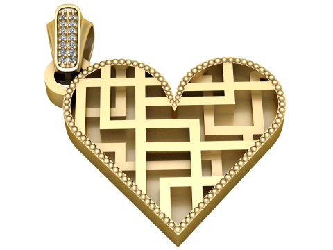 Luxury Geometric Heart Pendant 3D Print Model