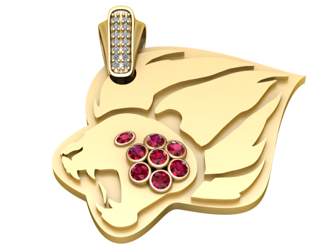 Liontin Organik Abstrak dengan Cluster Batu Model Cetak 3D