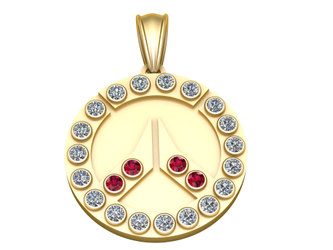 Round Diamond Cluster Pendant 3D Print Model