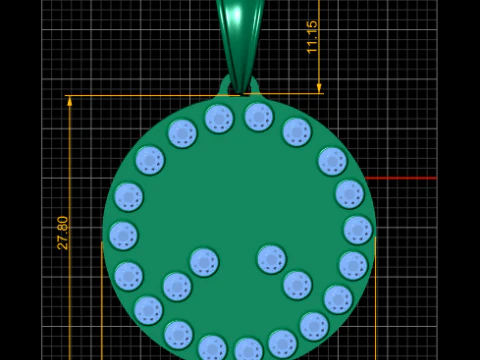 Round Diamond Cluster Pendant 3D Print Model