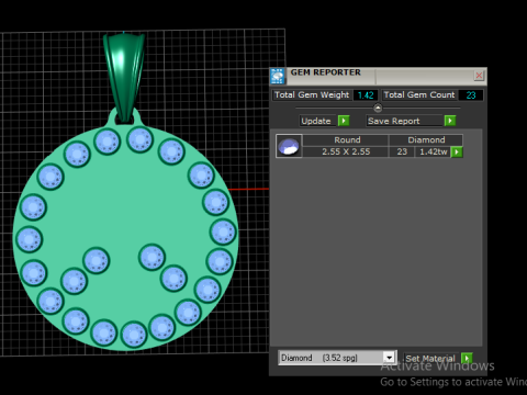 Round Diamond Cluster Pendant 3D Print Model