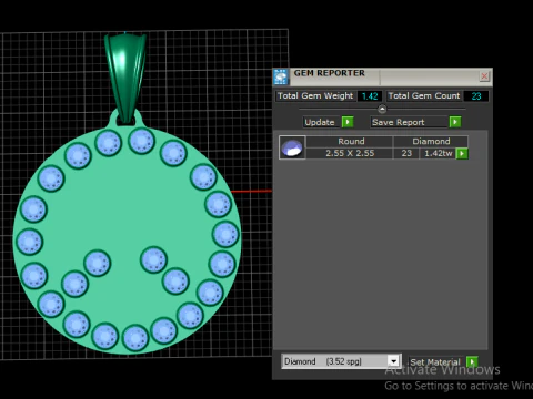 Round Diamond Cluster Pendant 3D Print Model