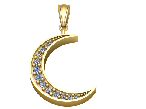 Liontin Bulan Sabit Berlian Model Cetak 3D