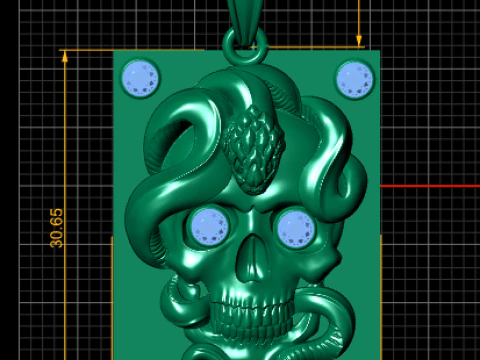 Medusa Skull Pendant with Gemstones 3D Print Model