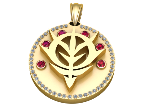 Royal Emblem Medallion Pendant with Gemstones 3D Print Model