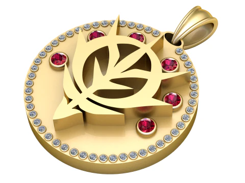 Royal Emblem Medallion Pendant with Gemstones 3D Print Model