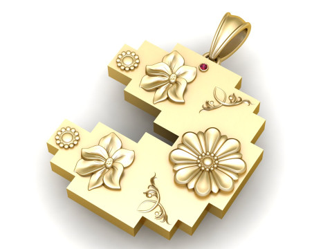 Элегантный квадратный кулон с цветочным принтом 3D Принт Модель