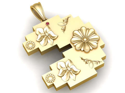 Элегантный квадратный кулон с цветочным принтом 3D Принт Модель