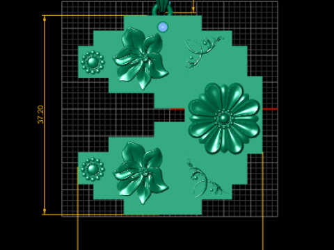 Элегантный квадратный кулон с цветочным принтом 3D Принт Модель