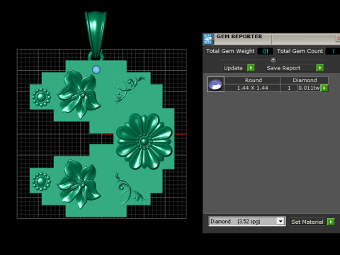 Элегантный квадратный кулон с цветочным принтом 3D Принт Модель
