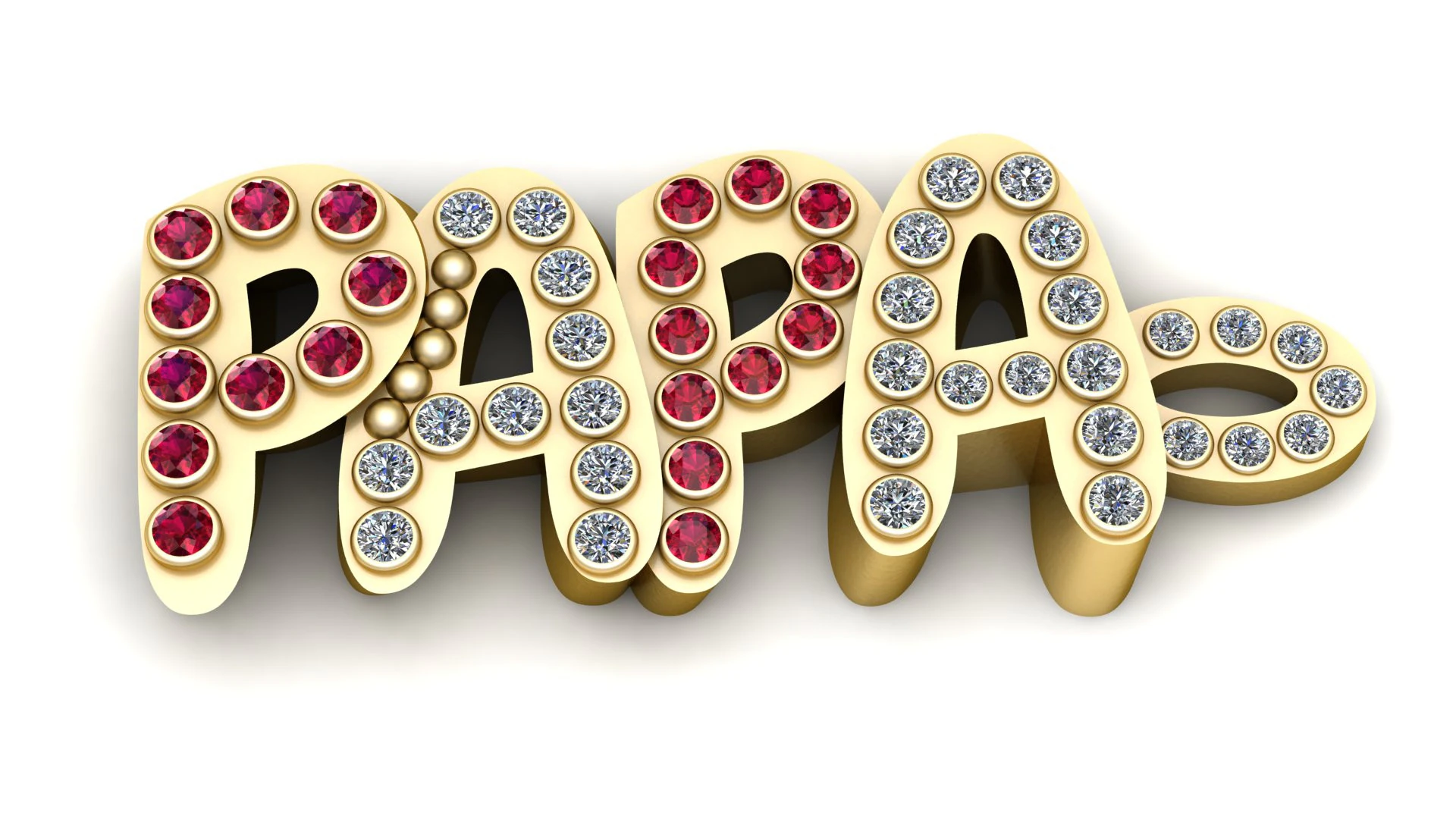Custom PAPA Name Pendant 3D Print Model .c4d .max .obj .3ds .fbx .stl .blend