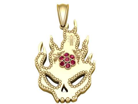 Flame Skull Pendant 3D Print Model