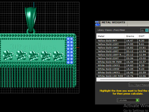Royal Nameplate Fringe Pendant 3D Print Model