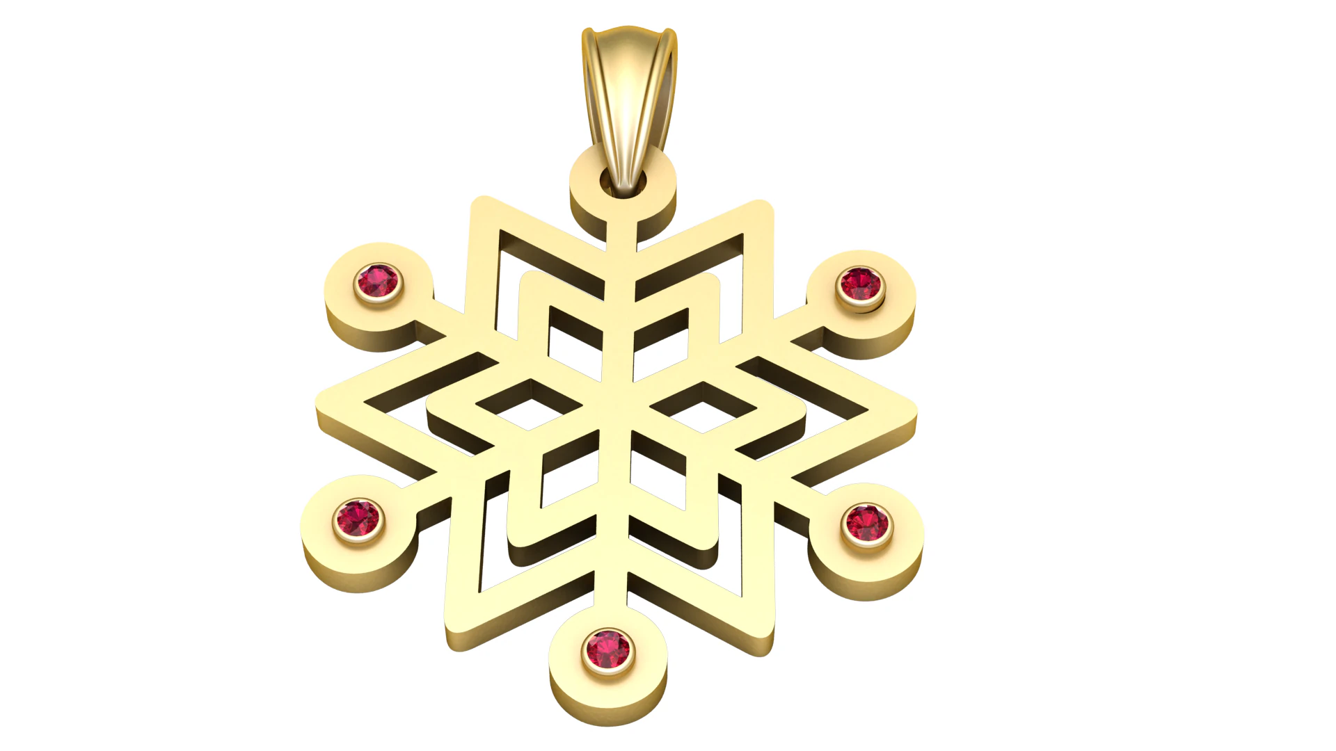 Luxury Geometric Star Pendant with Gemstones 3D Print Model .c4d .max .obj .3ds .fbx .stl .blend 