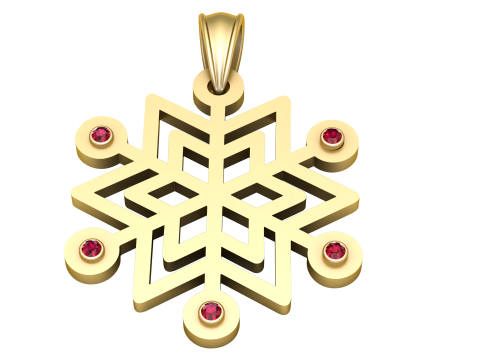 보석이 있는 럭셔리 기하학 스타 펜던트 3D 프린트 모델