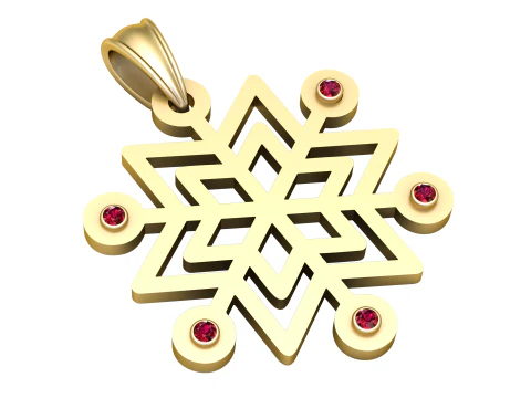 Luxury Geometric Star Pendant with Gemstones 3D Print Model