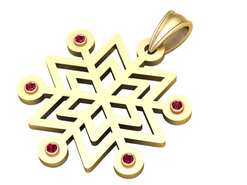 Luxury Geometric Star Pendant with Gemstones 3D Print Model