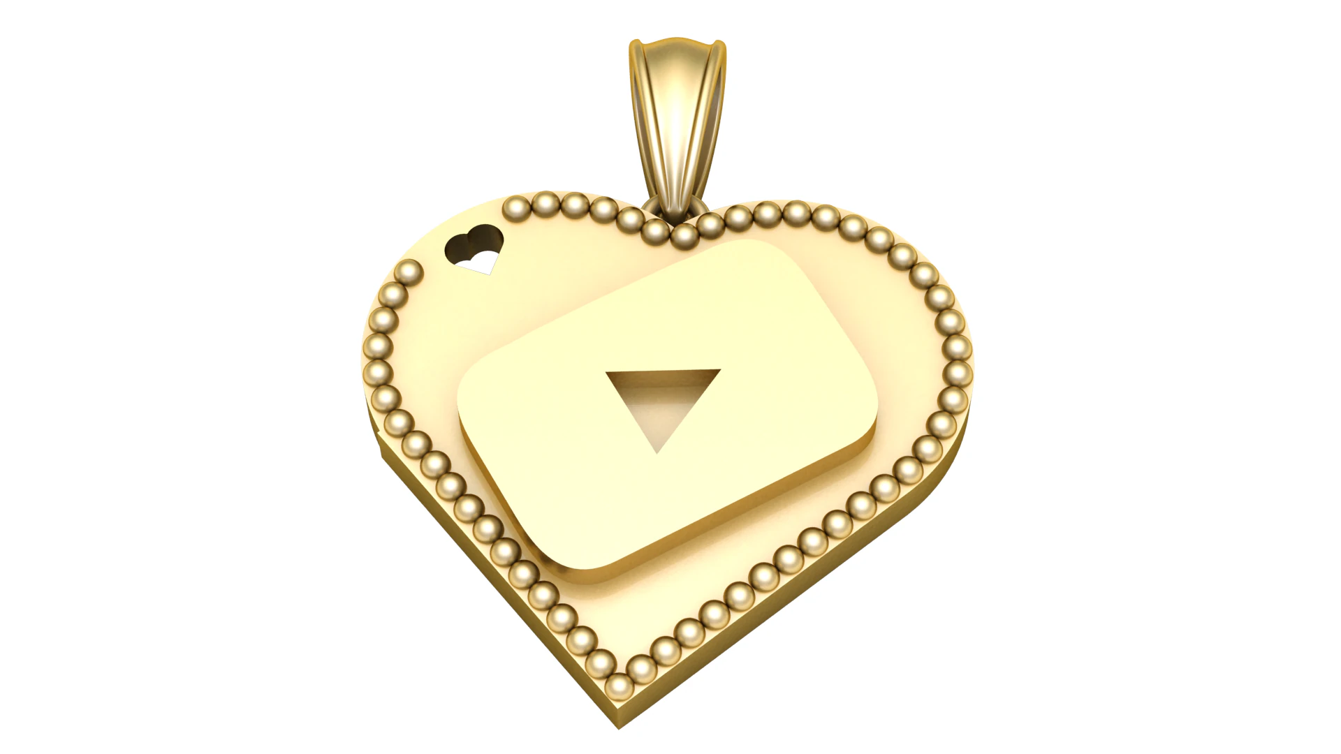 Play Button Heart Pendant 3D Print Model .c4d .max .obj .3ds .fbx .stl .blend 