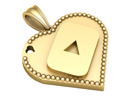 Play Button Heart Pendant 3D Print Model