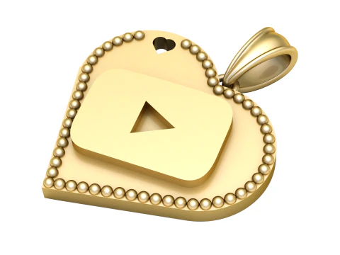Play Button Heart Pendant 3D Print Model