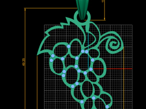 Elegant Grape Vine Pendant 3D Print Model