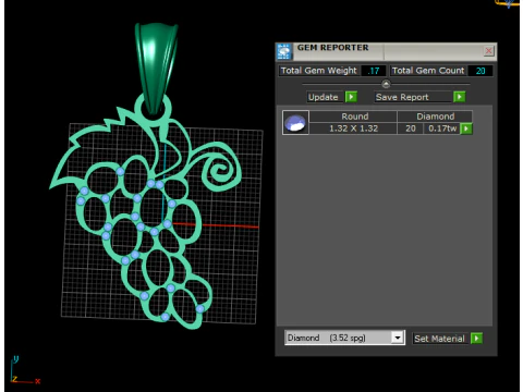 Elegant Grape Vine Pendant 3D Print Model