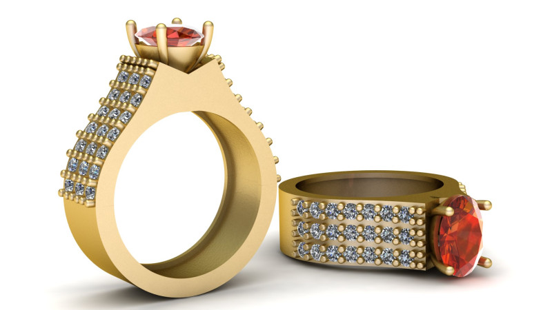 Luxury Oval Gemstone Cluster Ring 3D Printable Jewelry Model 3D Print Model .c4d .max .obj .3ds .fbx .stl .blend 