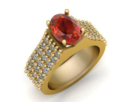 Luxury Oval Gemstone Cluster Ring 3D Printable Jewelry Model 3D Print Model