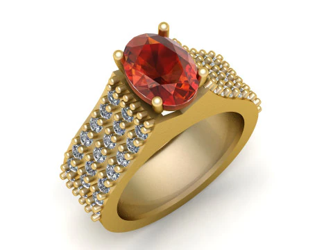 Luxury Oval Gemstone Cluster Ring 3D Printable Jewelry Model 3D Print Model