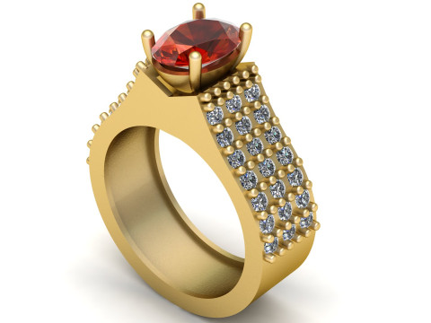 Luxury Oval Gemstone Cluster Ring 3D Printable Jewelry Model 3D Print Model