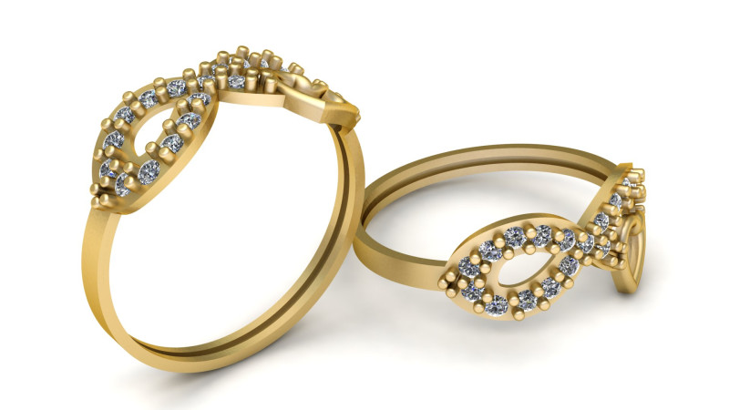 Infinity Heart Diamond Ring 3D Printable Jewelry CAD Model 3D Print Model .c4d .max .obj .3ds .fbx .stl .blend 