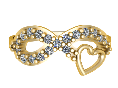 Infinity Heart Diamond Ring 3D Printable Jewelry CAD Model 3D Print Model
