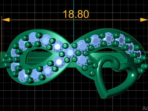 Infinity Heart Diamond Ring 3D Printable Jewelry CAD Model 3D Print Model