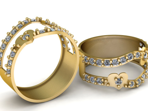 Bague en diamant coeur infini modèle CAO de bijoux imprimable en 3D Modèles 3D en vedette