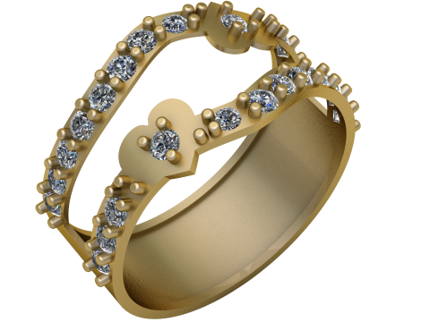 Bague en diamant coeur infini mod&egrave;le CAO de bijoux imprimable en 3D Modèles 3D en vedette