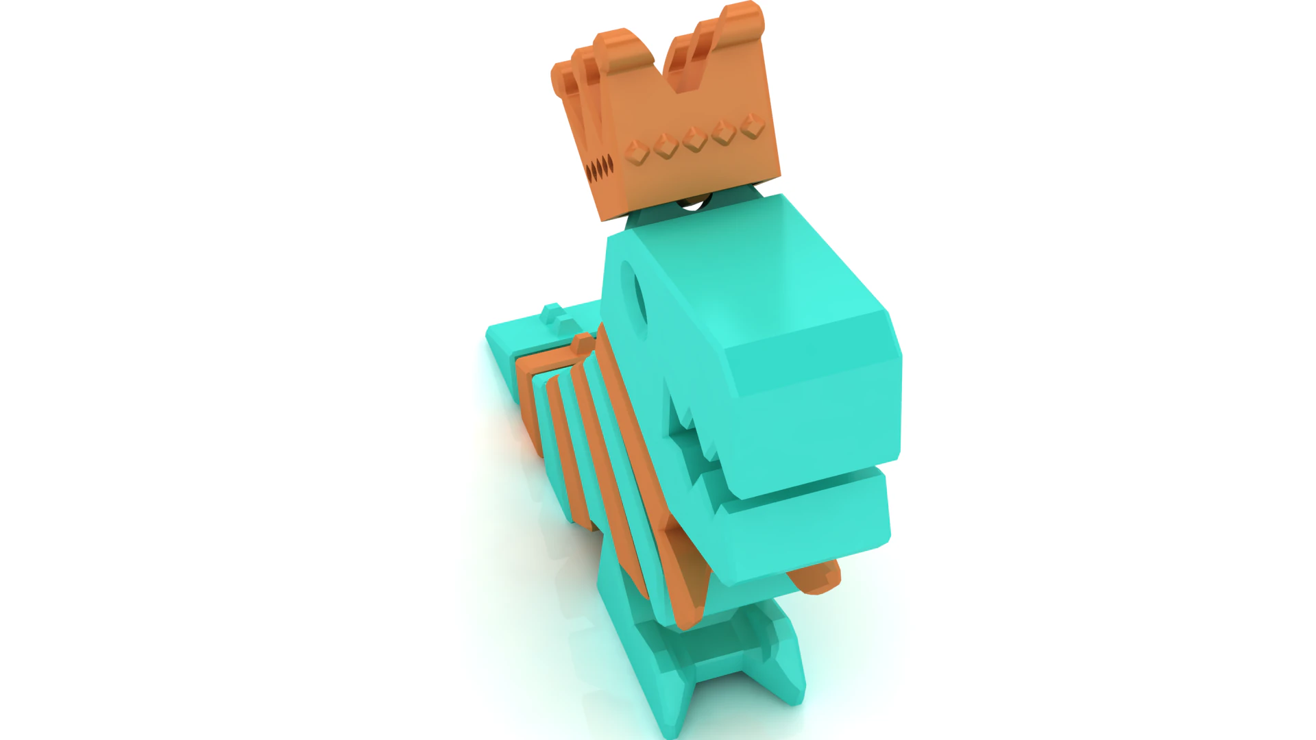 3D Printable Cute King Dinosaur Model 3D Print Model .c4d .max .obj .3ds .fbx .stl .blend 