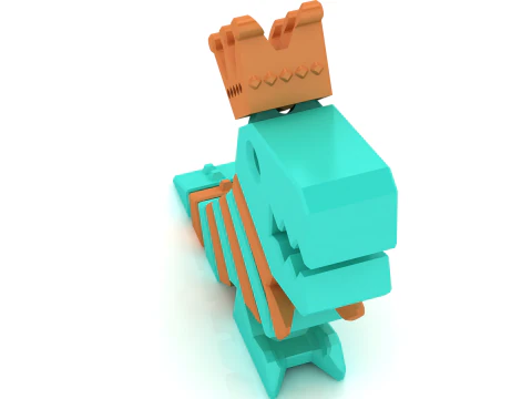 3D 인쇄 가능한 귀여운 왕 공룡 모델 3D 프린트 모델