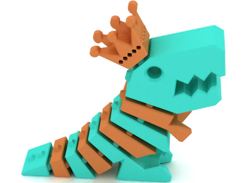 3D Printable Cute King Dinosaur Model 3D Print Model