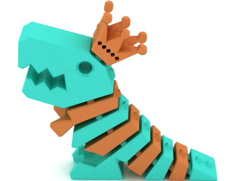 3D Printable Cute King Dinosaur Model 3D Print Model