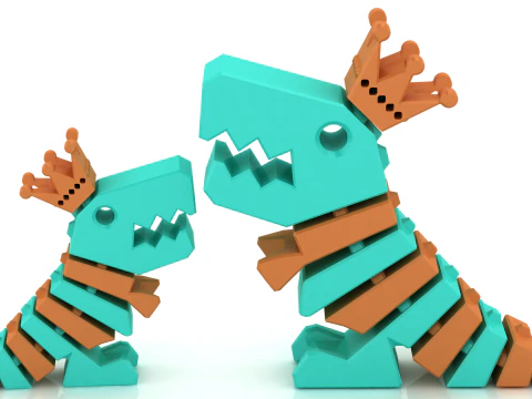 3D Printable Cute King Dinosaur Model 3D Print Model