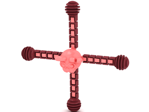 3D Printable Skull with Interlocking Chains Mode 3D Print Model