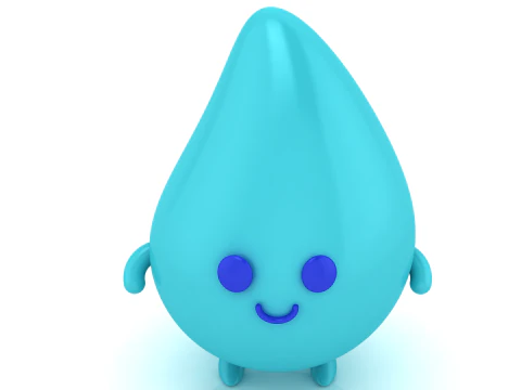 3D-afdrukbaar schattig waterdruppelkarakter 3D printmodel