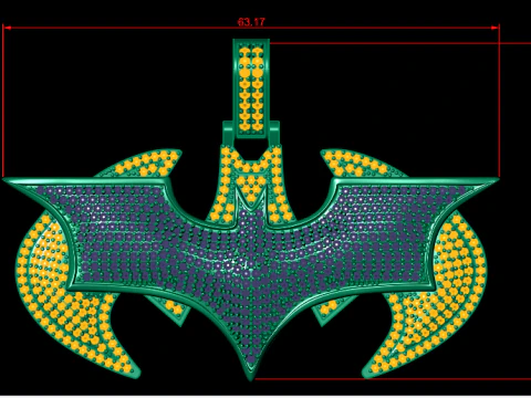 3D Printable Bat Pendant in Gold and Diamonds 3D Print Model