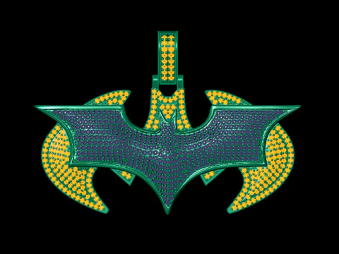 3D Printable Bat Pendant in Gold and Diamonds 3D Print Model