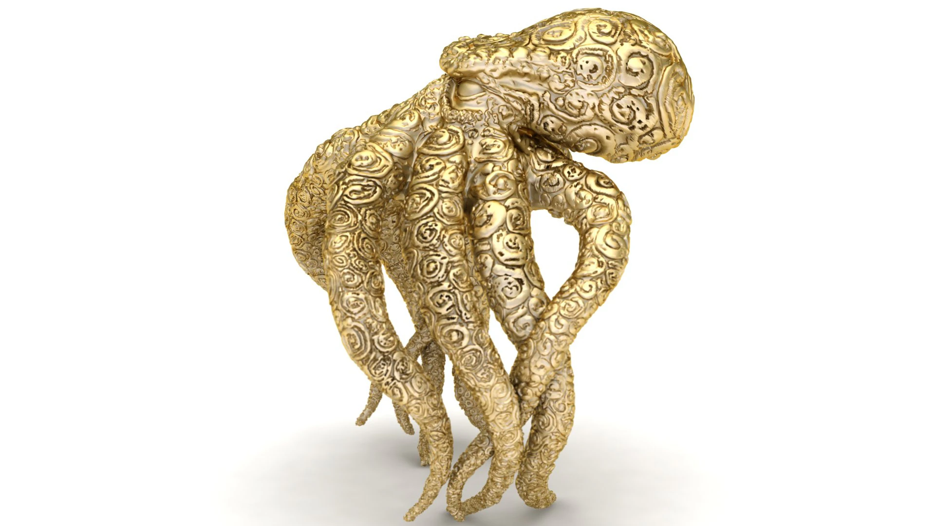 3D Printable Octopus Ring in Gold with Intricate Detailing 3D Print Model .c4d .max .obj .3ds .fbx .stl .blend 
