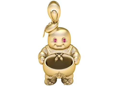 Cute Golden Cartoon Character Figurine 3D Printable Decorative Model with Gem Eyes 3D Model